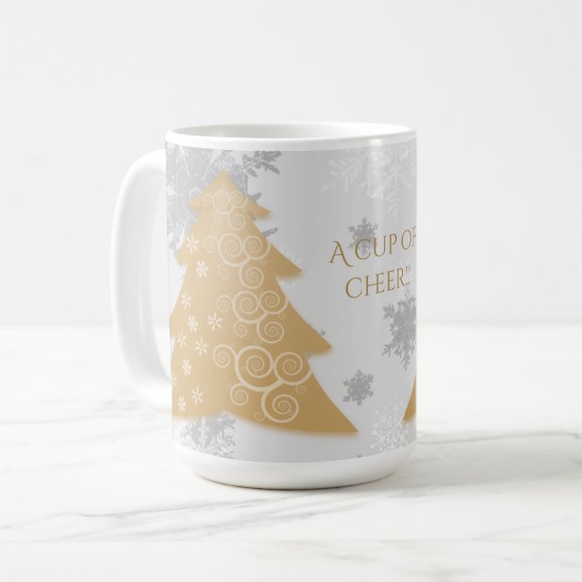 Guld Festive Julgran Coffee Mugg (Framsida vänster)