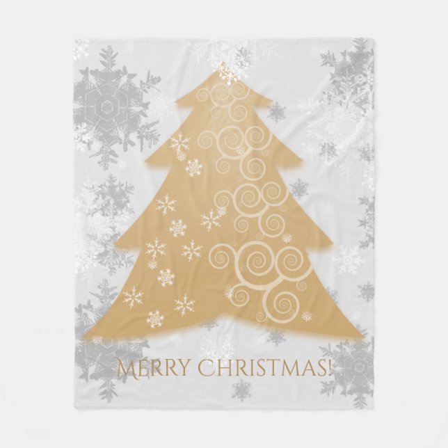 Guld Festive Julgran Fleece Blanket (Framsidan)