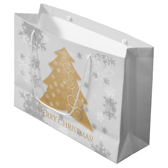 Guld Festive Julgran Gift Bag (Framsidan Vinklad)