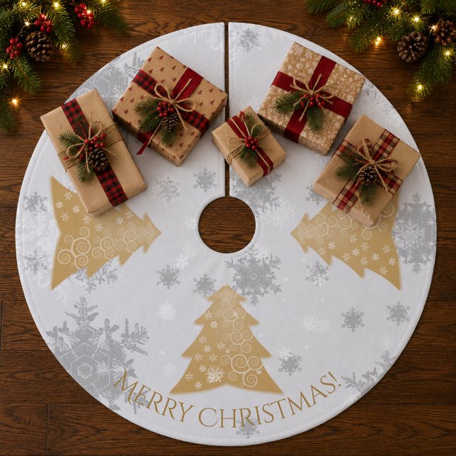 Guld Festive Julgran Skirt Julgransmatta Fleece (Gold Festive Christmas Tree Skirt)