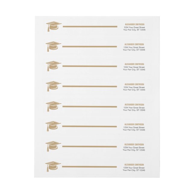 Guld fet mössa examens etikett runt etikett (Ark)