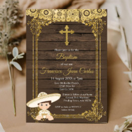 Guld Fiesta Boy Baptism Christening-inbjudan Inbjudningar