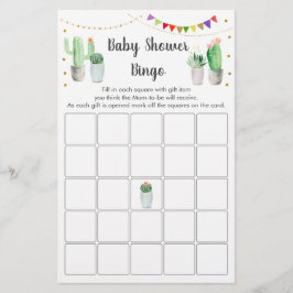 Guld Fiesta Cactus Baby Shower Bingo Game