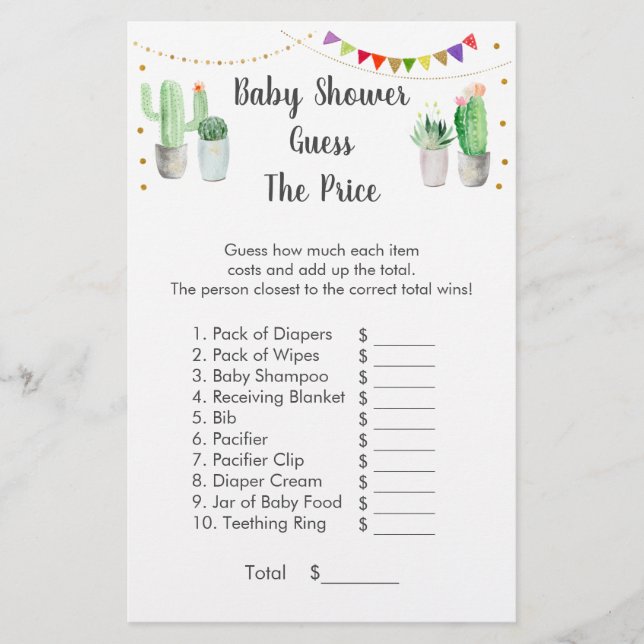 Guld Fiesta Cactus gissar Prist spel (Framsida)