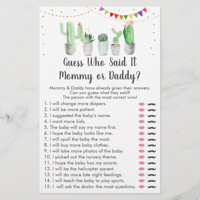 Guld Fiesta Cactus gissar vem som sa att det spela (Framsida)