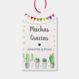 Guld Fiesta Cactus Muchas Gracias Baby Shower Presentetikett