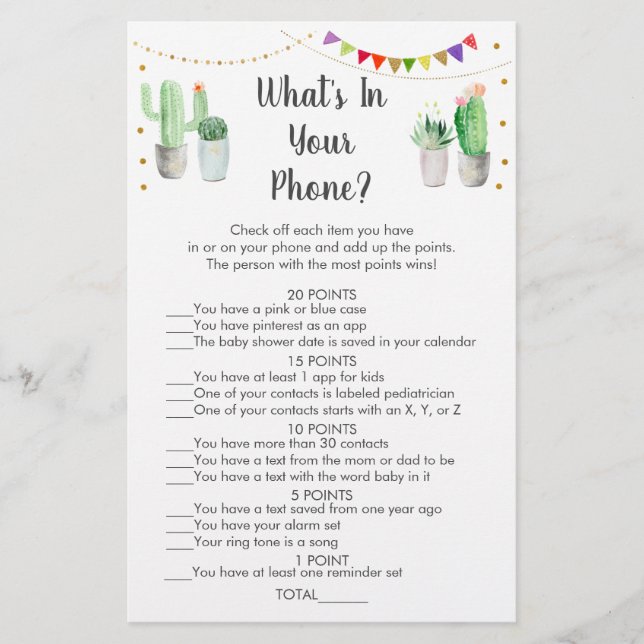 Guld Fiesta Cactus What&#x27;s in your Mobil Game (Framsida)