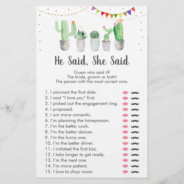 Guld Fiesta Kactus Han Sa Hon Sa Spel (Framsida)