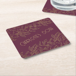 Guld filigran Art Deco | Fairy Wren Merlot anpassa Underlägg Papper Kvadrat