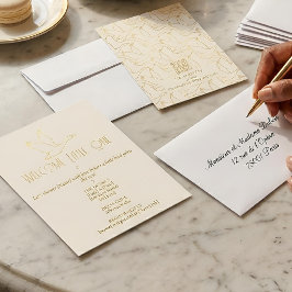 Guld filigran Art Deco | Gåsbabyshower Inbjudningar