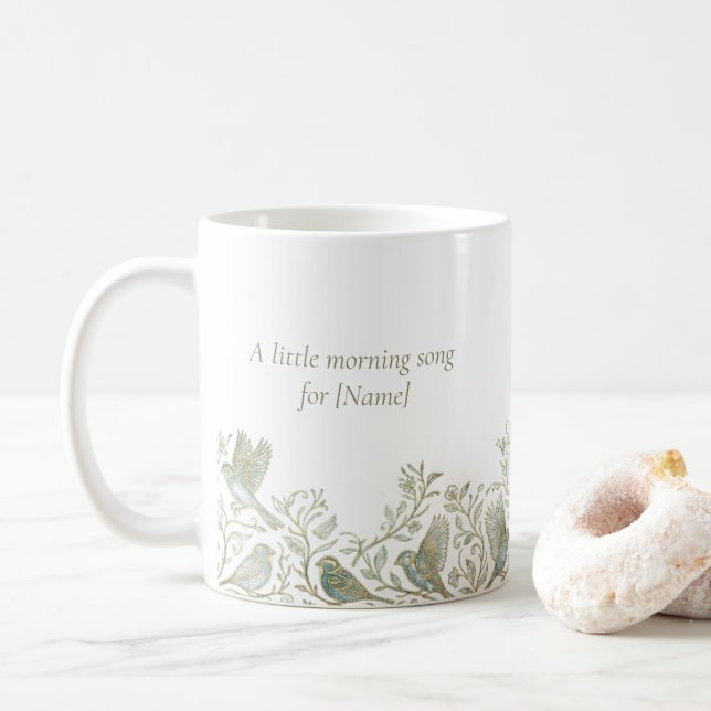 Guld filigran Art Deco | Sparrows morgonsång Kaffemugg (Med munk)