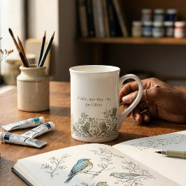 Guld filigransarbete Art Deco | Sparrows morgonsån Benporslin Mugg