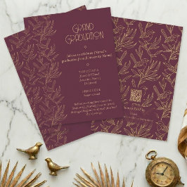 Guld Filigree Art Deco | Fairy Wren Examen Inbjudningar