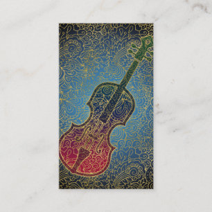 Guld- Filigree för violoncell - färgrik musik Visitkort