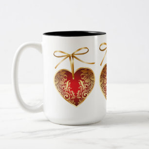Guld Filigree Heart Två-Tonad Mugg