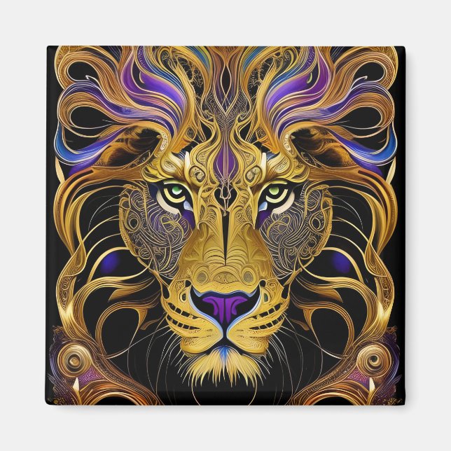 Guld Filigree Lejon Magnet (Framsidan)