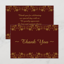 Guld-filigree-minimaliston i Burgundy Tack Kort