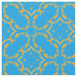 Guld Filigree och Turquise Mönster Tyg