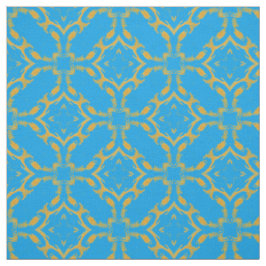 Guld Filigree och Turquise Mönster Tyg