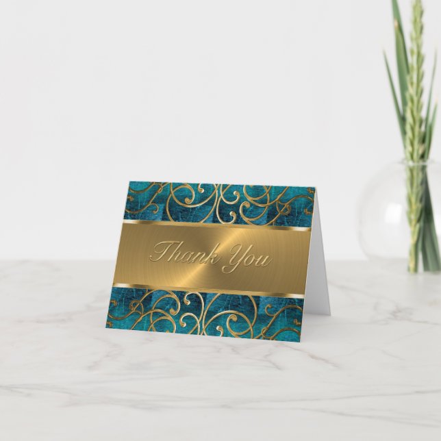 Guld Filigree Swirls Tack Kort (Framsida)