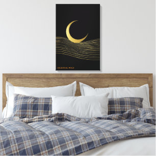 Guld Fin Linje Halvmåne Meditativa Galleri Canvas