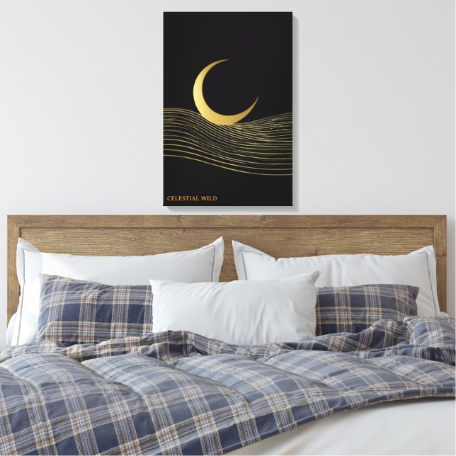 Guld Fin Linje Halvmåne Meditativa Galleri Canvas (Insitu (sovrum))