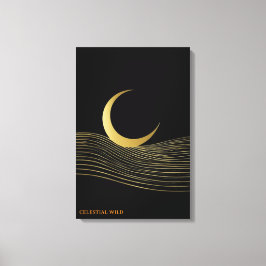 Guld Fin Linje Halvmåne Meditativa Galleri Canvas
