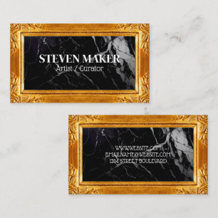 Guld Finare Gräns Black Marble Visitkort