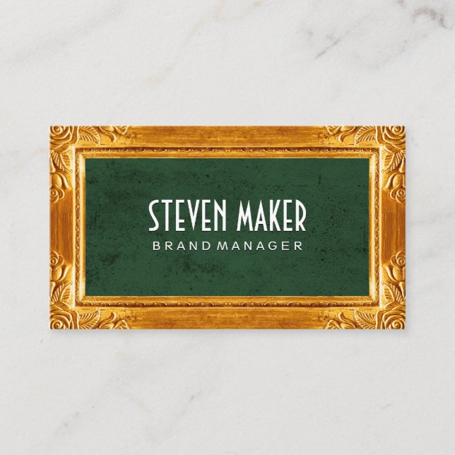 Guld Finare Gräns | Grönt Struktur Visitkort (Framsida)