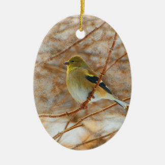 Guld- finch julgransprydnad keramik