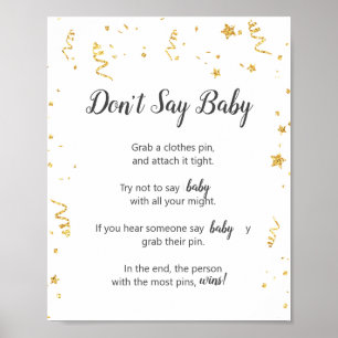 Guld Firande babyskor Säg inte Baby-spel Poster