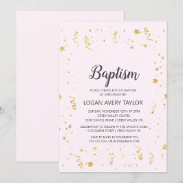 Guld Firande om Rosa Baptism Inbjudningar