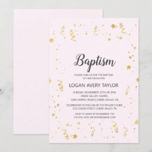 Guld Firande om Rosa Baptism Inbjudningar