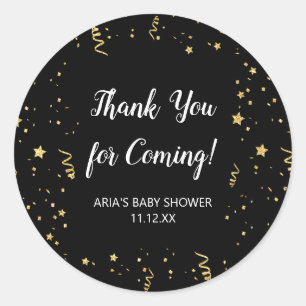 Guld Firande på favoriten Black Baby Shower Runt Klistermärke