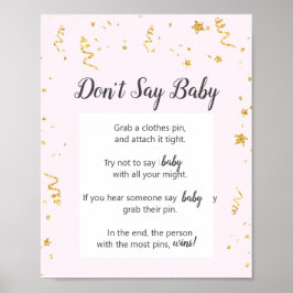 Guld Firande på Rosa Säg inte Baby Game Poster