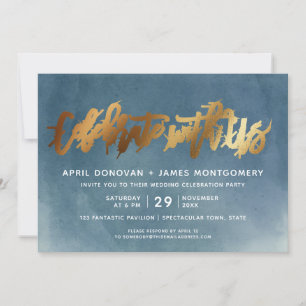 Guld firar med USA:s penseltypografi Bröllop Inbjudningar