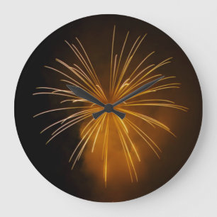 Guld Fireworks Clock Stor Klocka