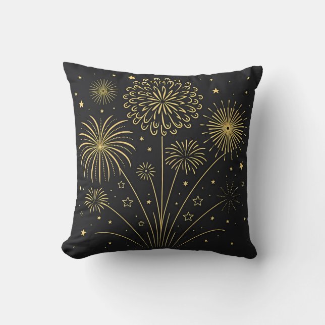 Guld Fireworks Premium Cushion Kudde (Framsida)