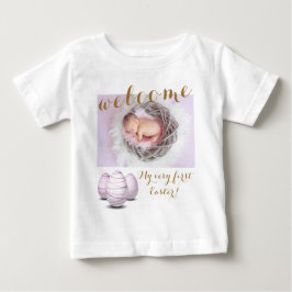 Guld First Påskägg Välkommen Photo Baby Announce T Shirt