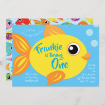 Guld Fish Aquarium 1:a födelsedagskallelse