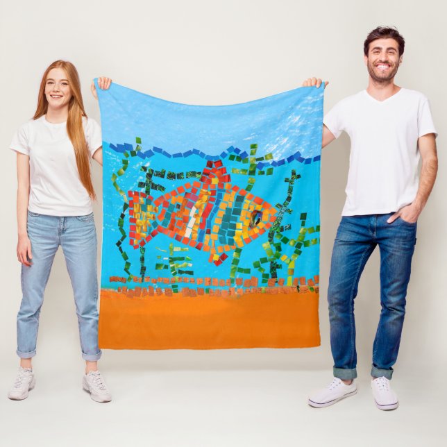 Guld Fish Mosaic Fleecefilt (På plats)