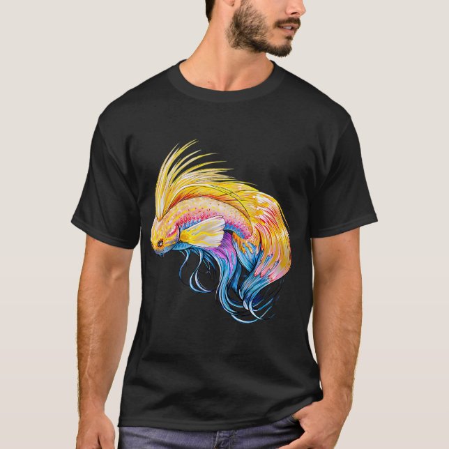 Guld Fisk Blå Wrasse T Shirt (Framsida)