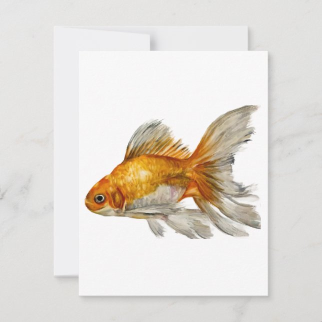 Guld fisk i akvarell julkort (Framsida)