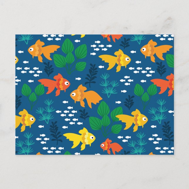 Guld Fisk i Aquarium Vykort (Framsida)