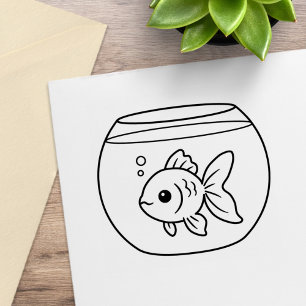 Guld fisk i en akvariet Färg mig Stämpel