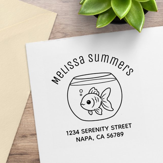 Guld fisk i en fisktank Ark adress Stämpel (Skapare uppladdad)