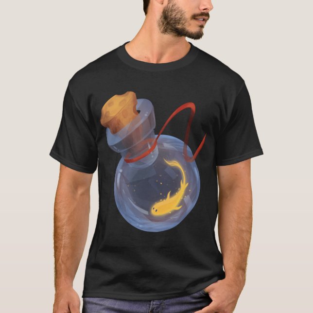 Guld fisk i en glaskapsel t shirt (Framsida)