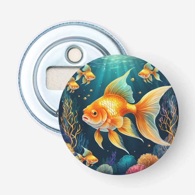 Guld Fisk i undervatten Flasköppnare (Framsidan)