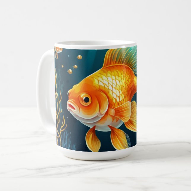 Guld Fisk i undervatten Kaffemugg (Framsida vänster)