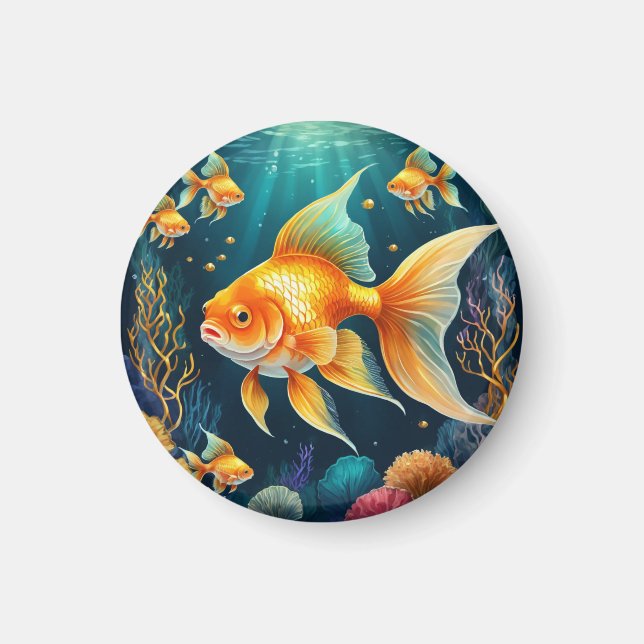 Guld Fisk i undervatten Magnet (Framsidan)